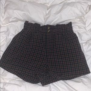 AE Plaid High Waisted Shorts